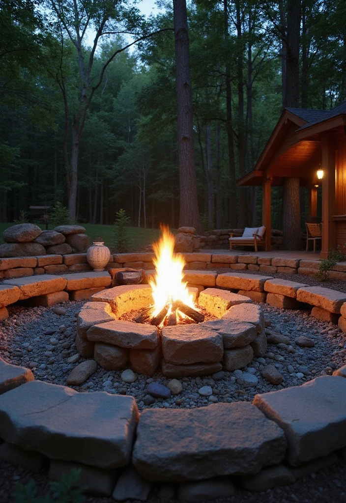15 Nature-Inspired Wooded Backyard Landscape Designs You’ll Want to Copy ASAP! - 2. Cozy Fire Pit Retreat