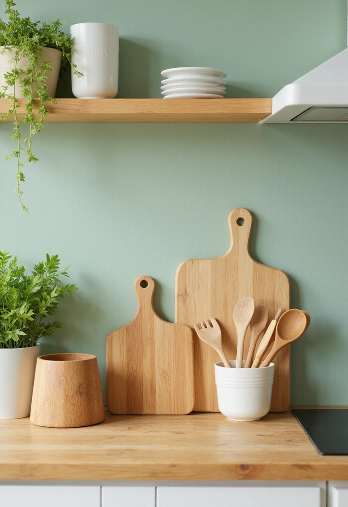 11 Eco-Friendly Light Green European Kitchen Decor Hacks That Are Beautiful and Sustainable! - 7. Bamboo Accessories for Natural Touches