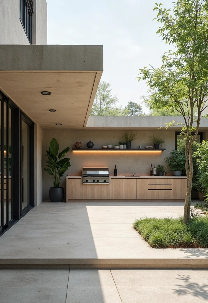 20 Outdoor Kitchen Deck Ideas That Will Wow Your Guests at Every Gathering! - 13. Zen-Inspired Minimalist Deck