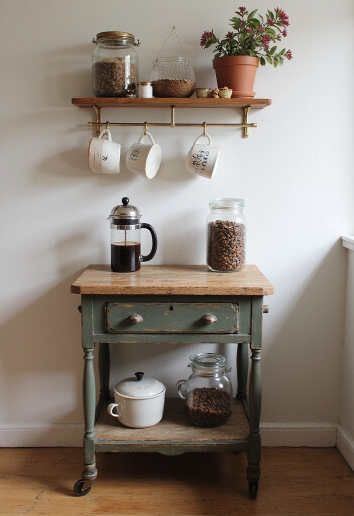 How to Maximize Style and Space in Your Small Vintage Country Kitchen - 13. Create a Charming Coffee Station