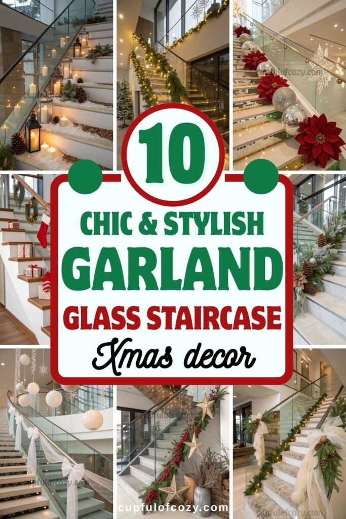 Christmas Garland on Glass Staircase (3)