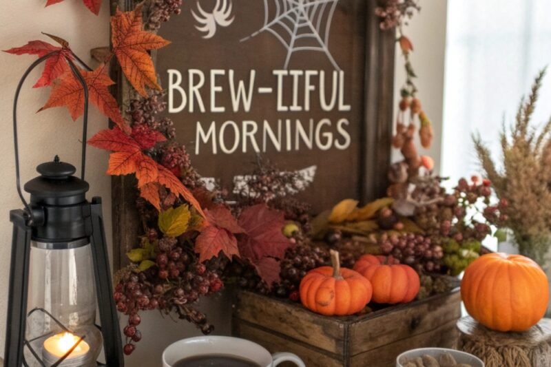 12 Chic & Spooky Halloween Coffee Bar Station for Small Spaces That Your Guests Will Love