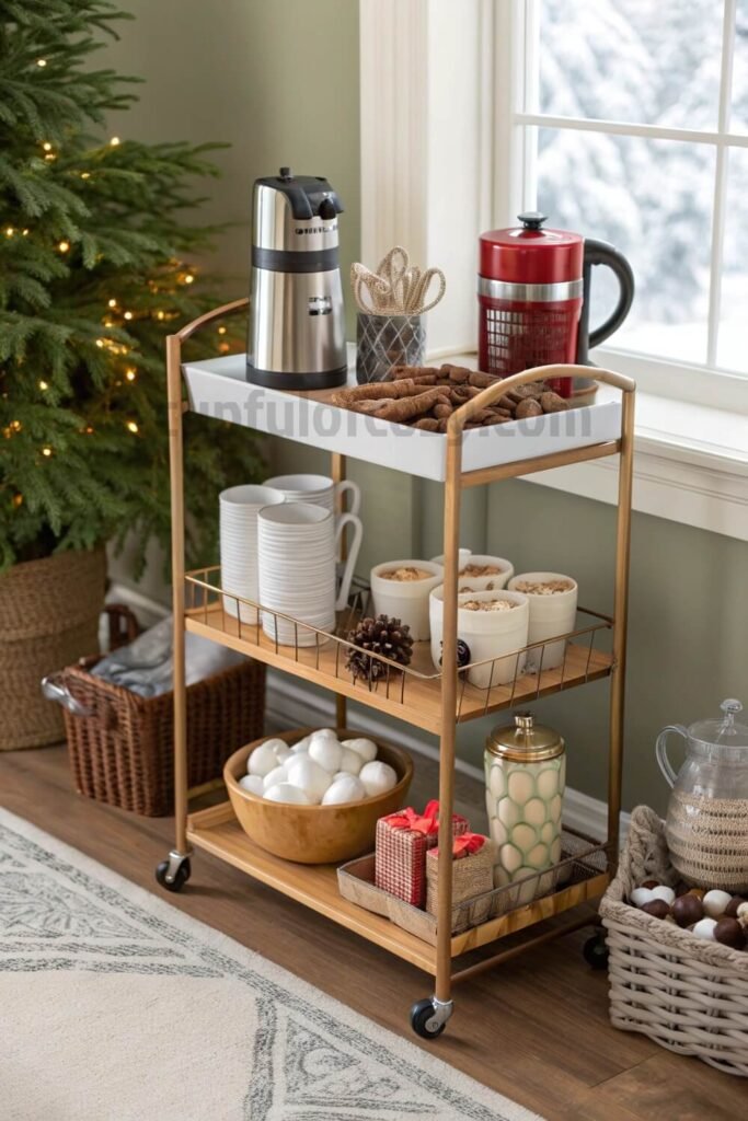 christmas-themed-bar-cart-display-on-a-budget