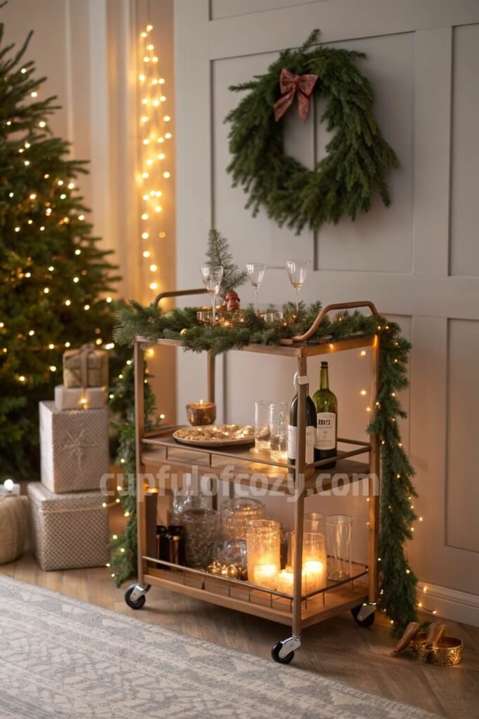 christmas-themed-bar-cart-display-on-a-budget