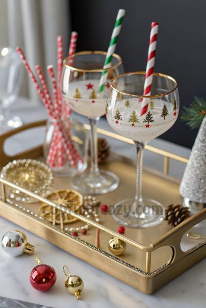 christmas-themed-bar-cart-display-on-a-budget