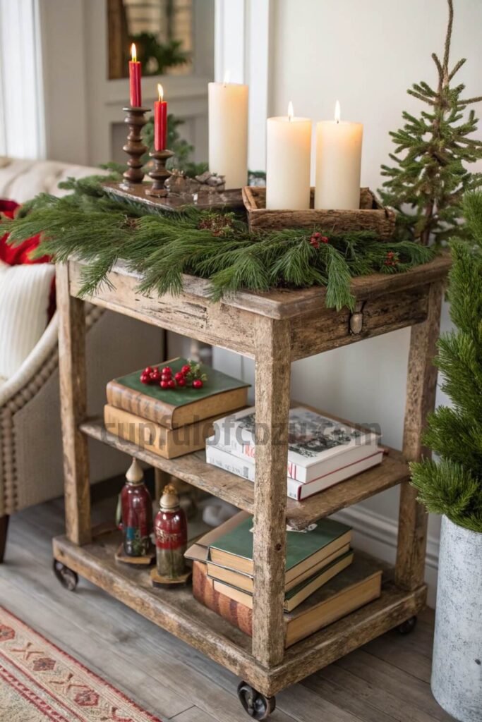 christmas-themed-bar-cart-display-on-a-budget