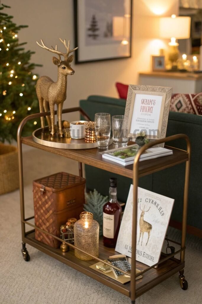 christmas-themed-bar-cart-display-on-a-budget