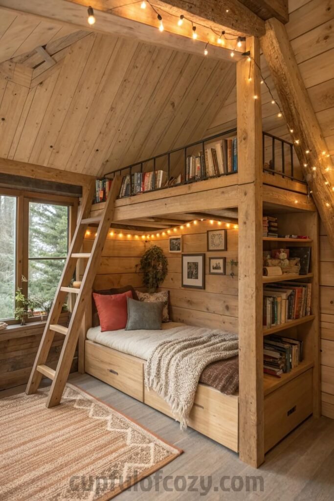 cozy-study-space-under-a-wooden-loft-bed