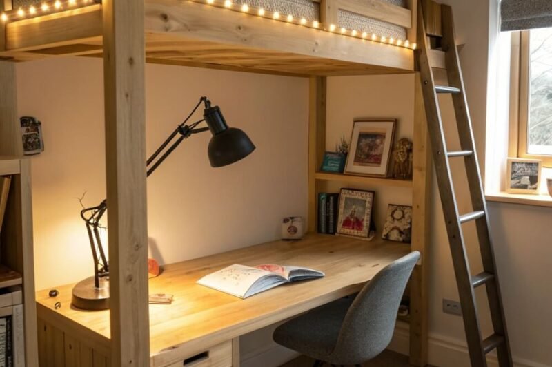 9 Budget-friendly Cozy Study Space Under a Wooden Loft Bed