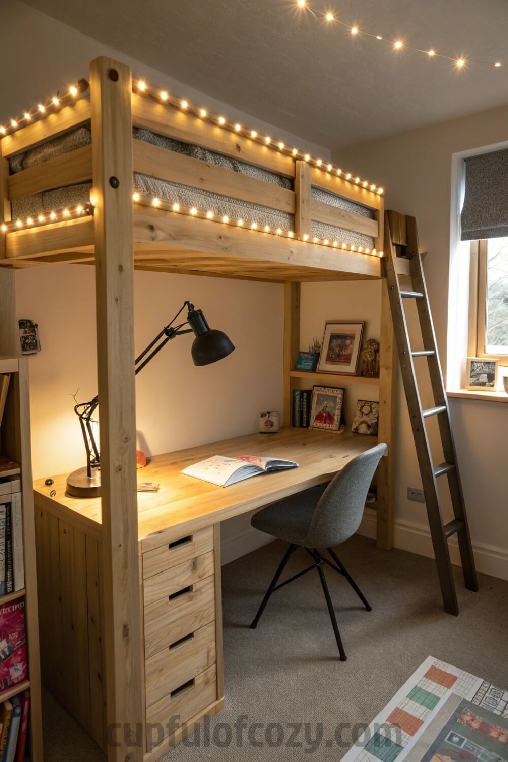 cozy-study-space-under-a-wooden-loft-bed