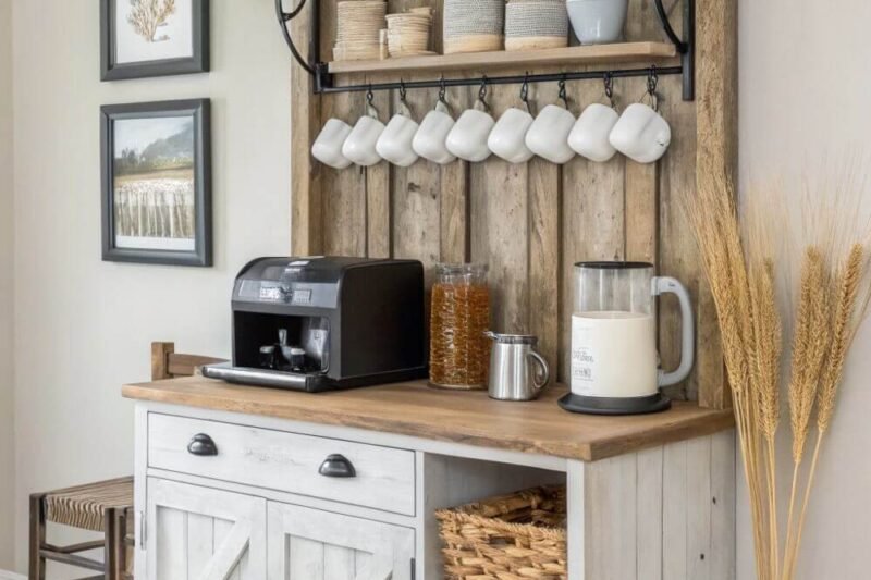 10 Charming Boho Farmhouse Coffee Bar Cabinets for Small Spaces To Maximize Spaces