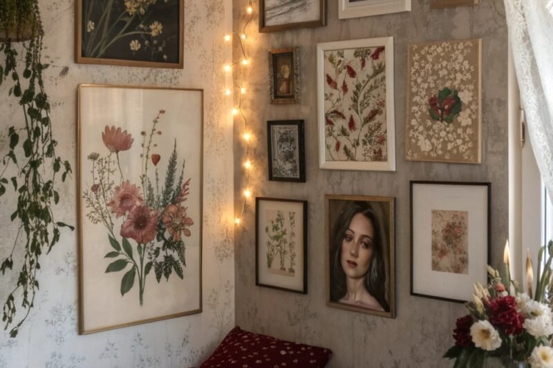 How to Style a Gallery Wall in a Bedroom for Moody Romantic Vibes