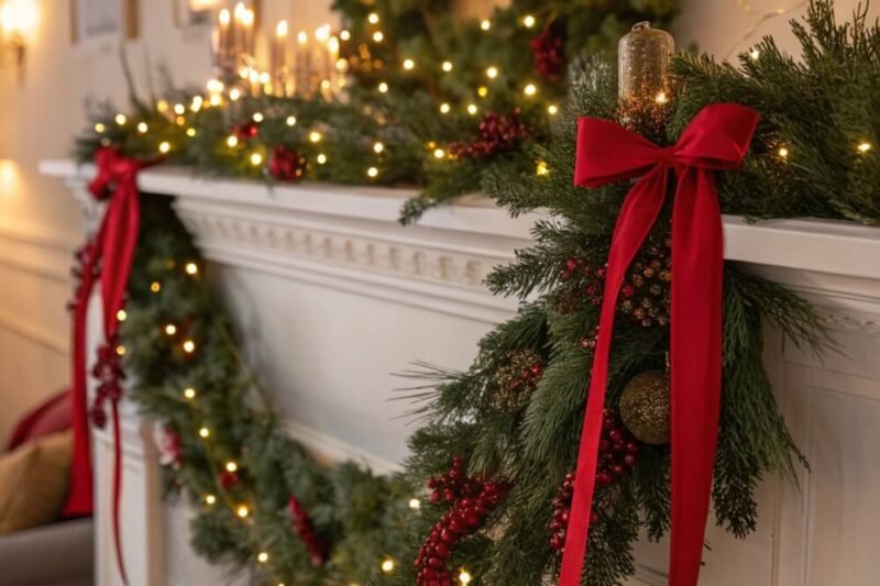 6 Quick Fixes to keep garland from falling off the mantle and fireplace – easily hang holiday garland