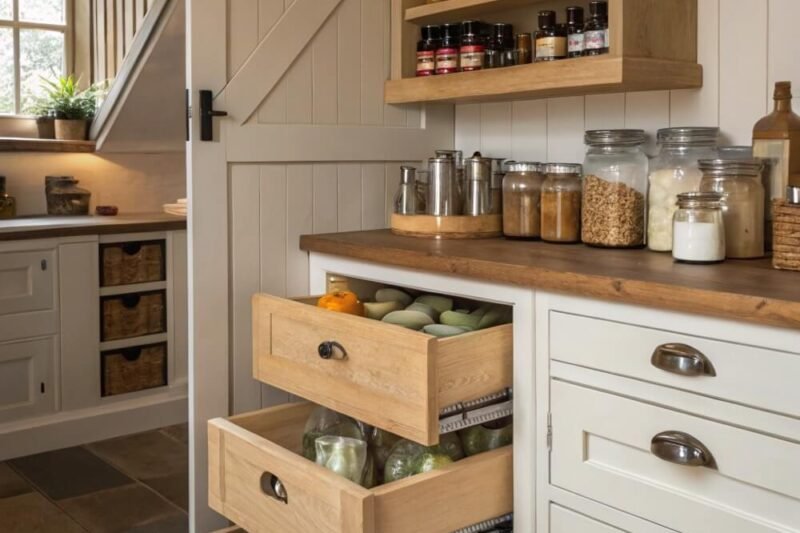 7 Cozy Cottage Kitchen Storage Ideas with Vertical Space, Baskets, Bins & Labels for a Stylish & Organized Pantry