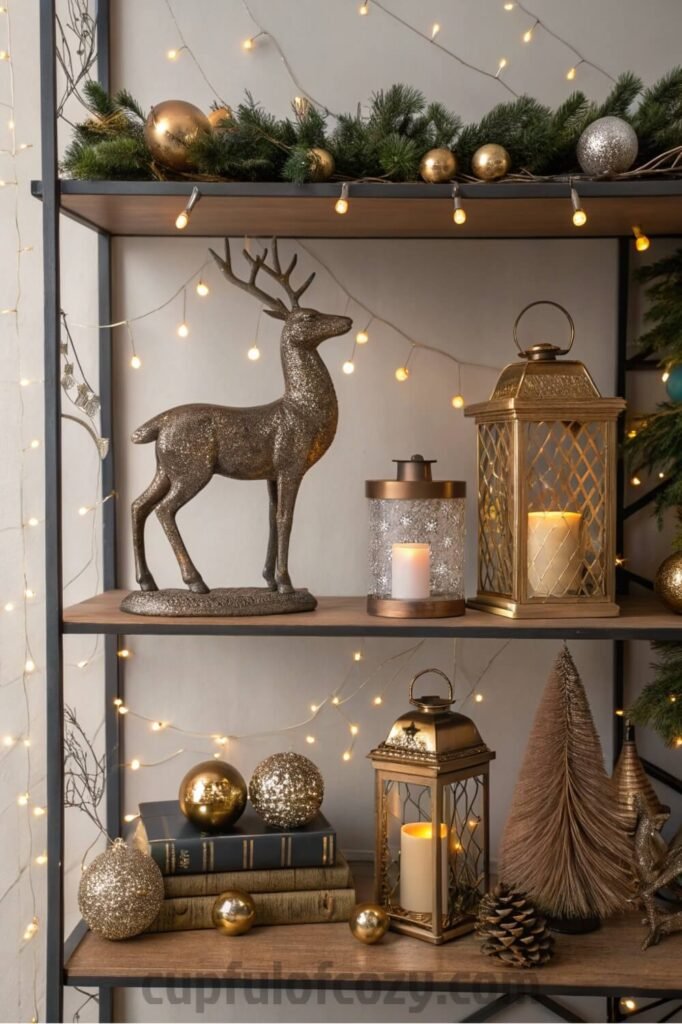 modern-glam-christmas-shelf-styling-with-metallic-