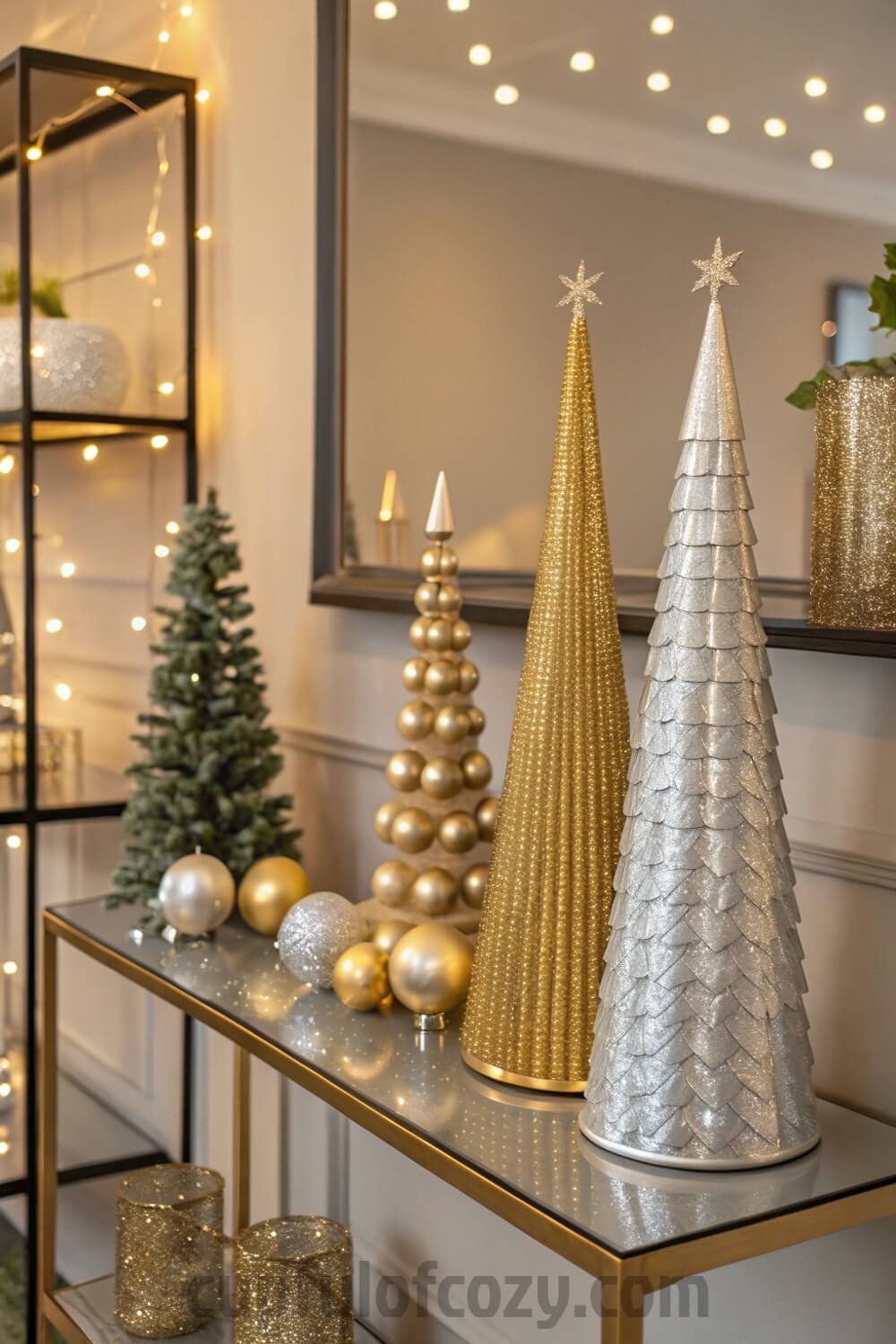 modern-glam-christmas-shelf-styling-with-metallic-