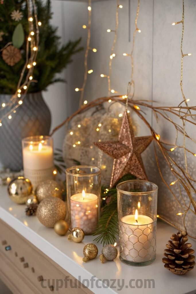 modern-glam-christmas-shelf-styling-with-metallic-