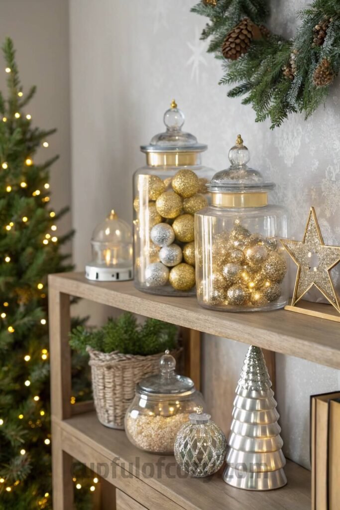 modern-glam-christmas-shelf-styling-with-metallic-