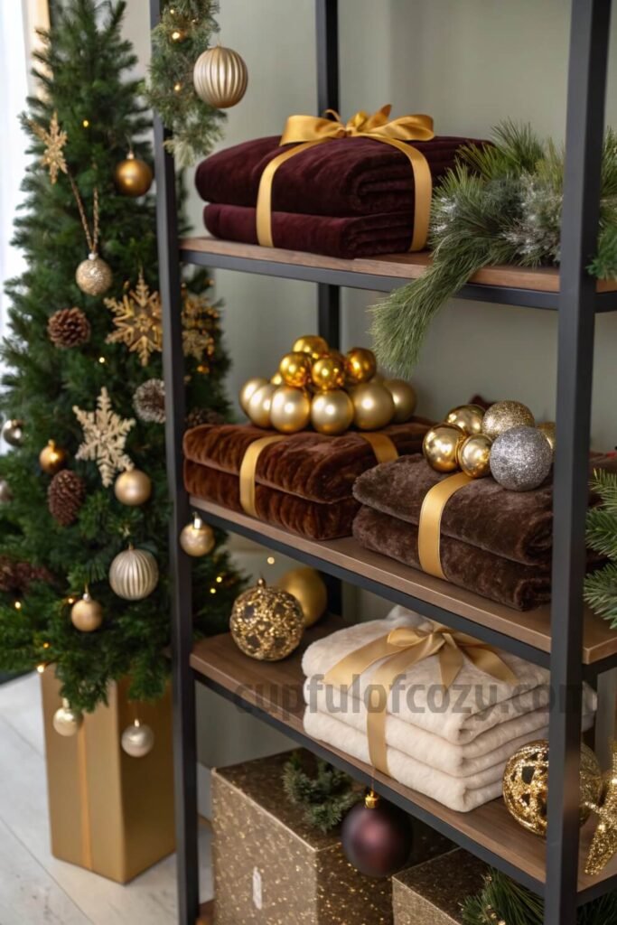 modern-glam-christmas-shelf-styling-with-metallic-