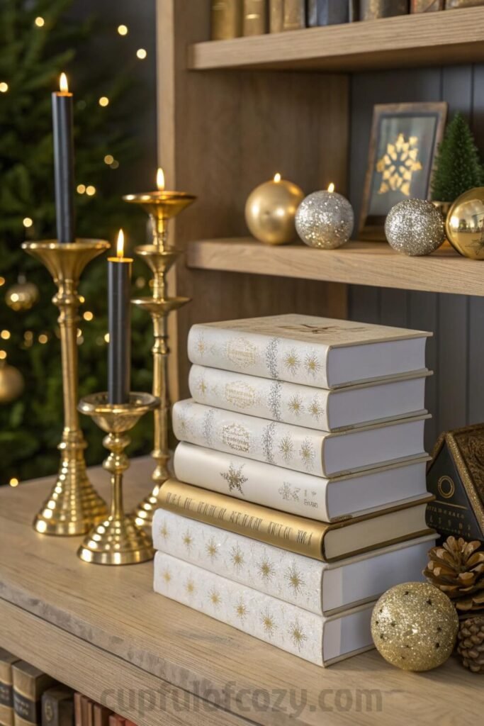 modern-glam-christmas-shelf-styling-with-metallic-