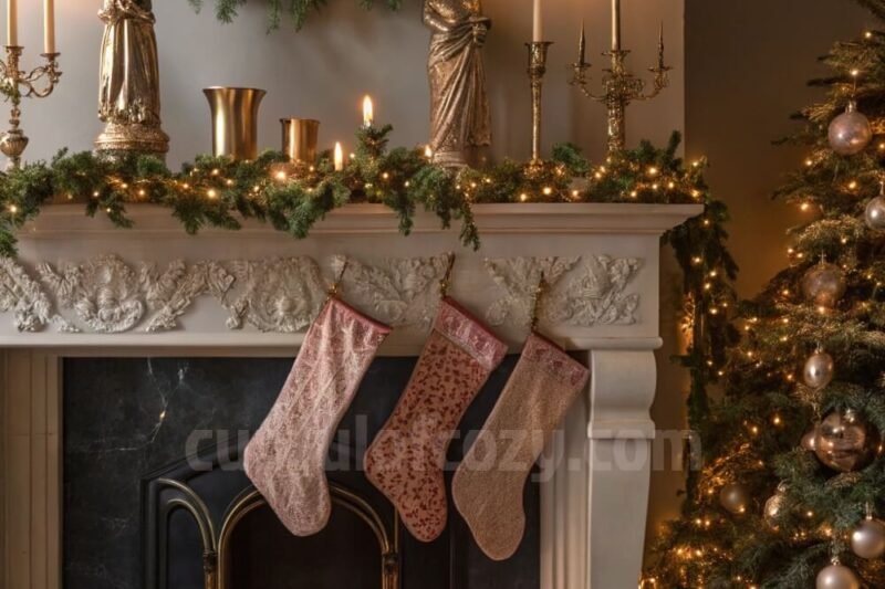 Nostalgic Victorian Christmas Decor: Pairing a Rose Gold Wreath with Vintage Ornaments