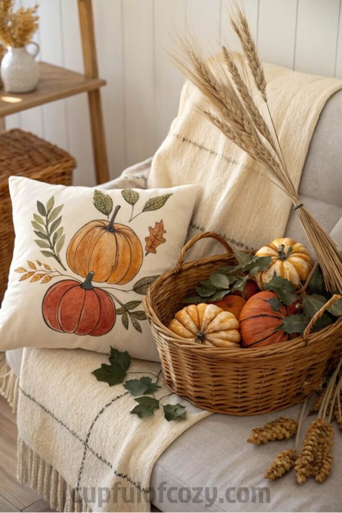 pumpkin-themed-throw-blankets-and-pillows-on-couch (1)