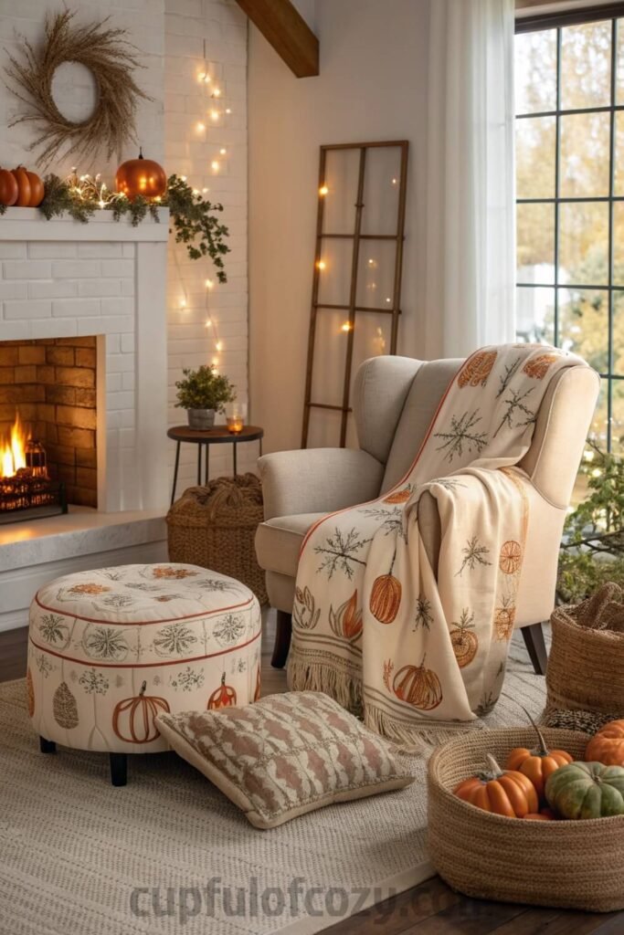 pumpkin-themed-throw-blankets-and-pillows-on-couch (1)