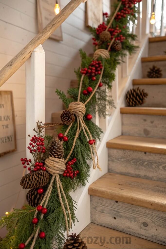 secure-heavy-garland-on-a-staircase-without-nails