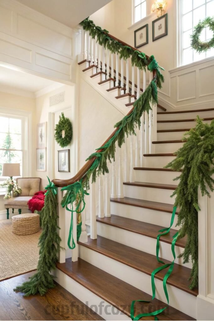 secure-heavy-garland-on-a-staircase-without-nails