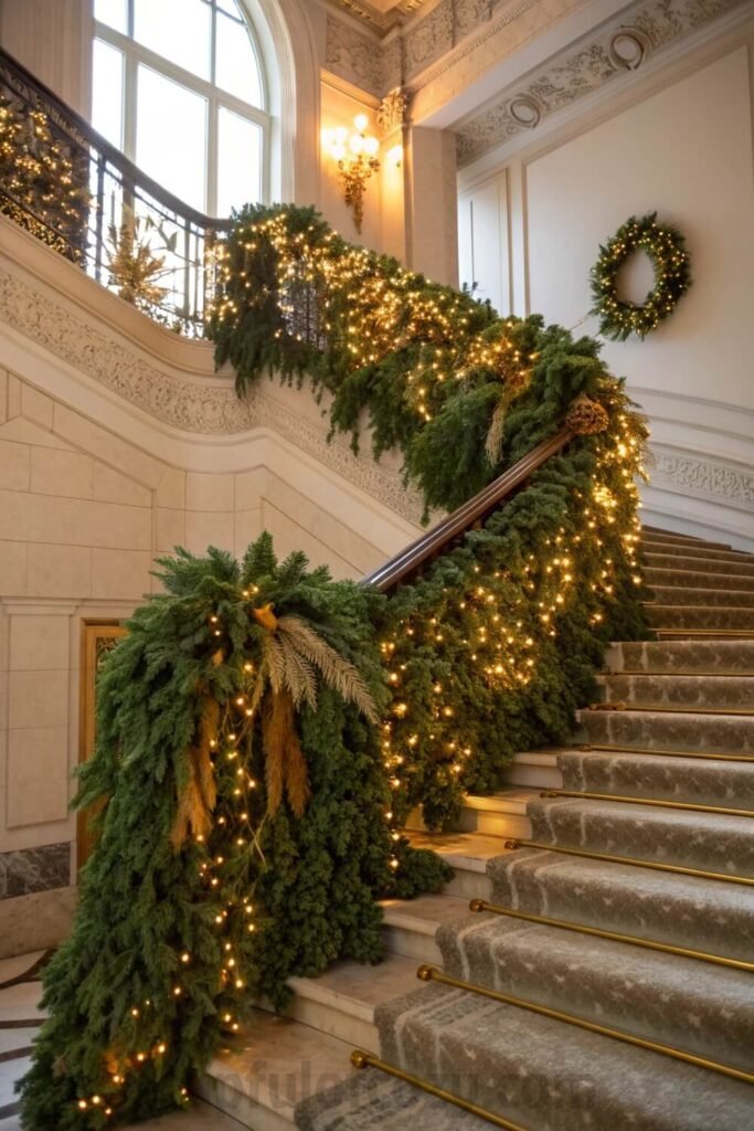 secure-heavy-garland-on-a-staircase-without-nails