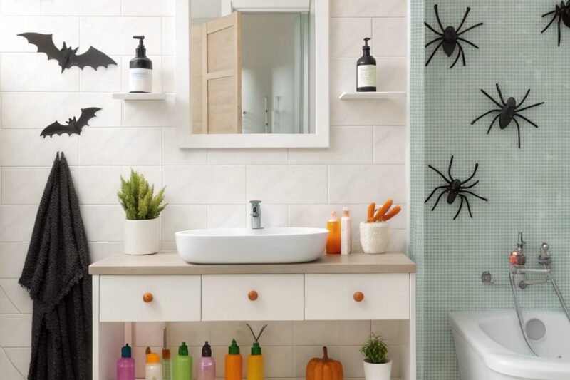11 Spooky-cute Halloween-Themed Bathroom Shelf Decor with Beauty & Skincare Storage