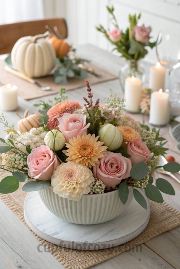 thanksgiving-centerpiece-with-grocery-store-flower