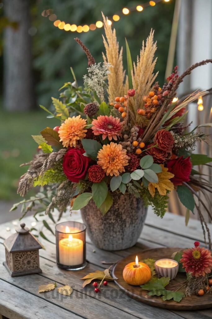 thanksgiving-centerpiece-with-grocery-store-flower