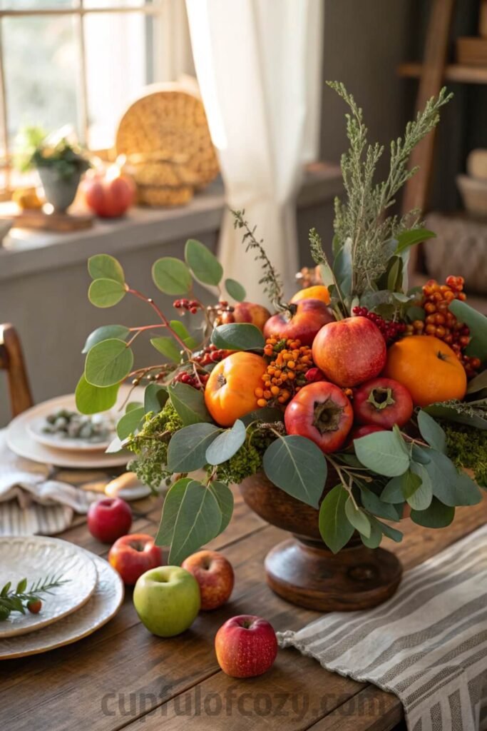 thanksgiving-centerpiece-with-grocery-store-flower
