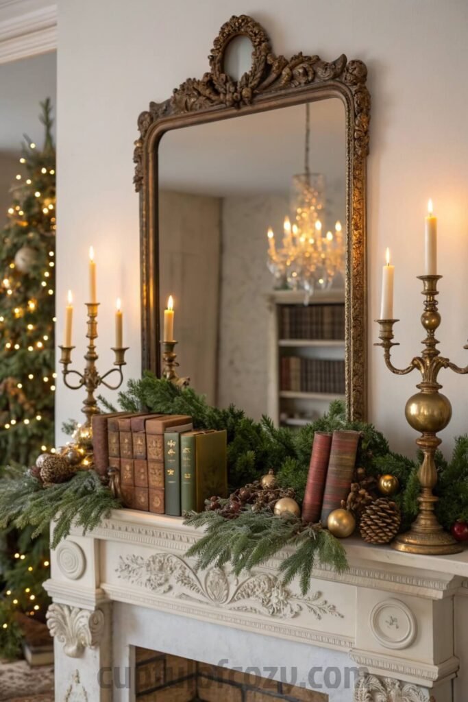 vintage-christmas-mantel-mirror-
