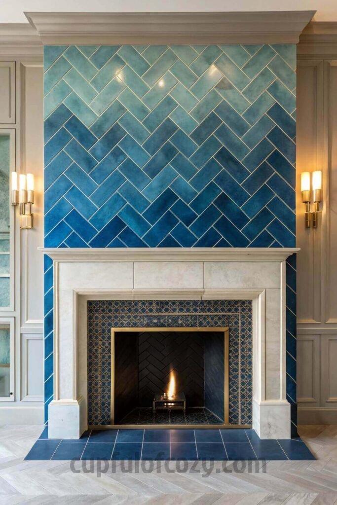 blue-ceramic-tile-with-metallic-fixtures-for-a-chi