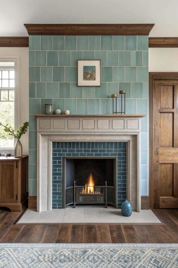 blue-ceramic-tile-with-metallic-fixtures-for-a-chi