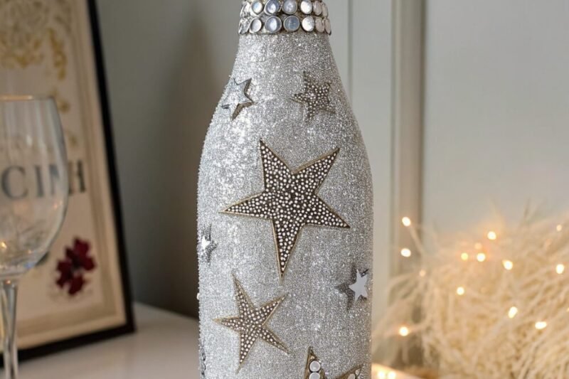 10 Creative Ways to Make Glitter Wine Bottles for Christmas & New Year Parties and Celebrations