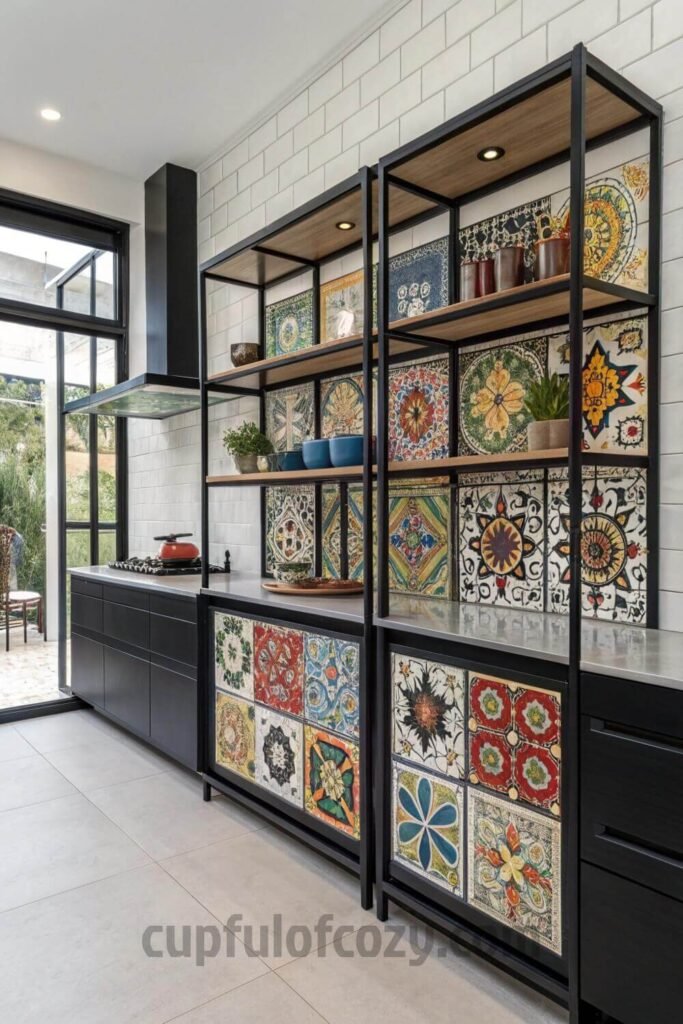 open-shelving-with-a-bold-mexican-tile-backsplash (1)