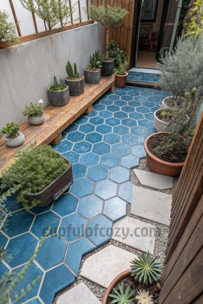 outdoor-patio-ideas-using-blue-ceramic-tile-floori