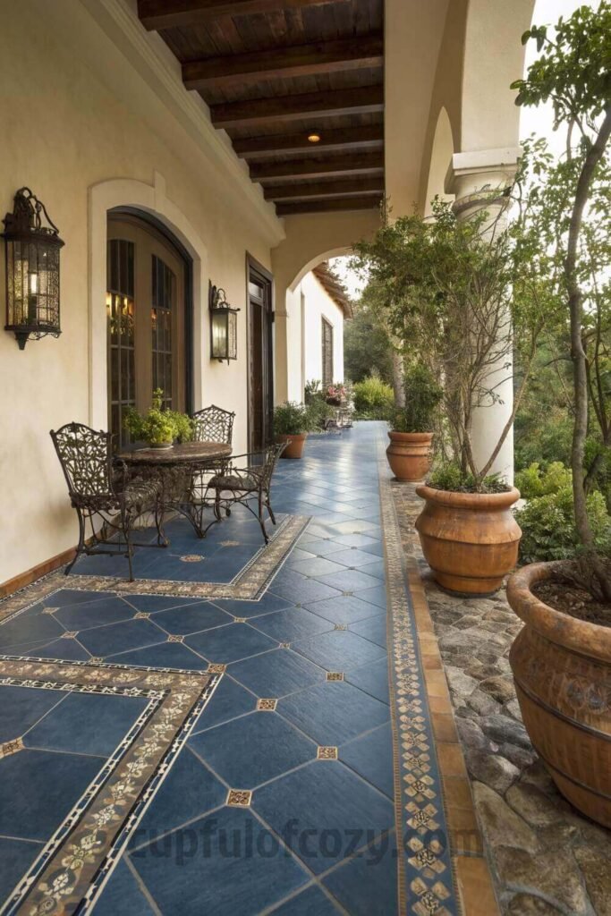 outdoor-patio-ideas-using-blue-ceramic-tile-floori