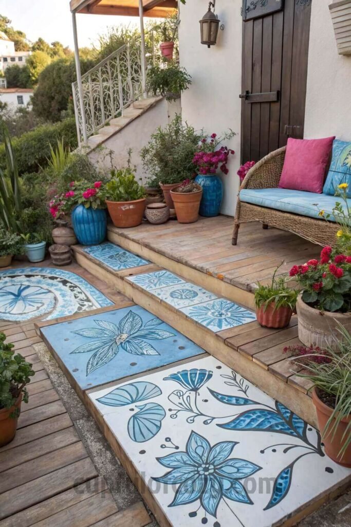 outdoor-patio-ideas-using-blue-ceramic-tile-floori