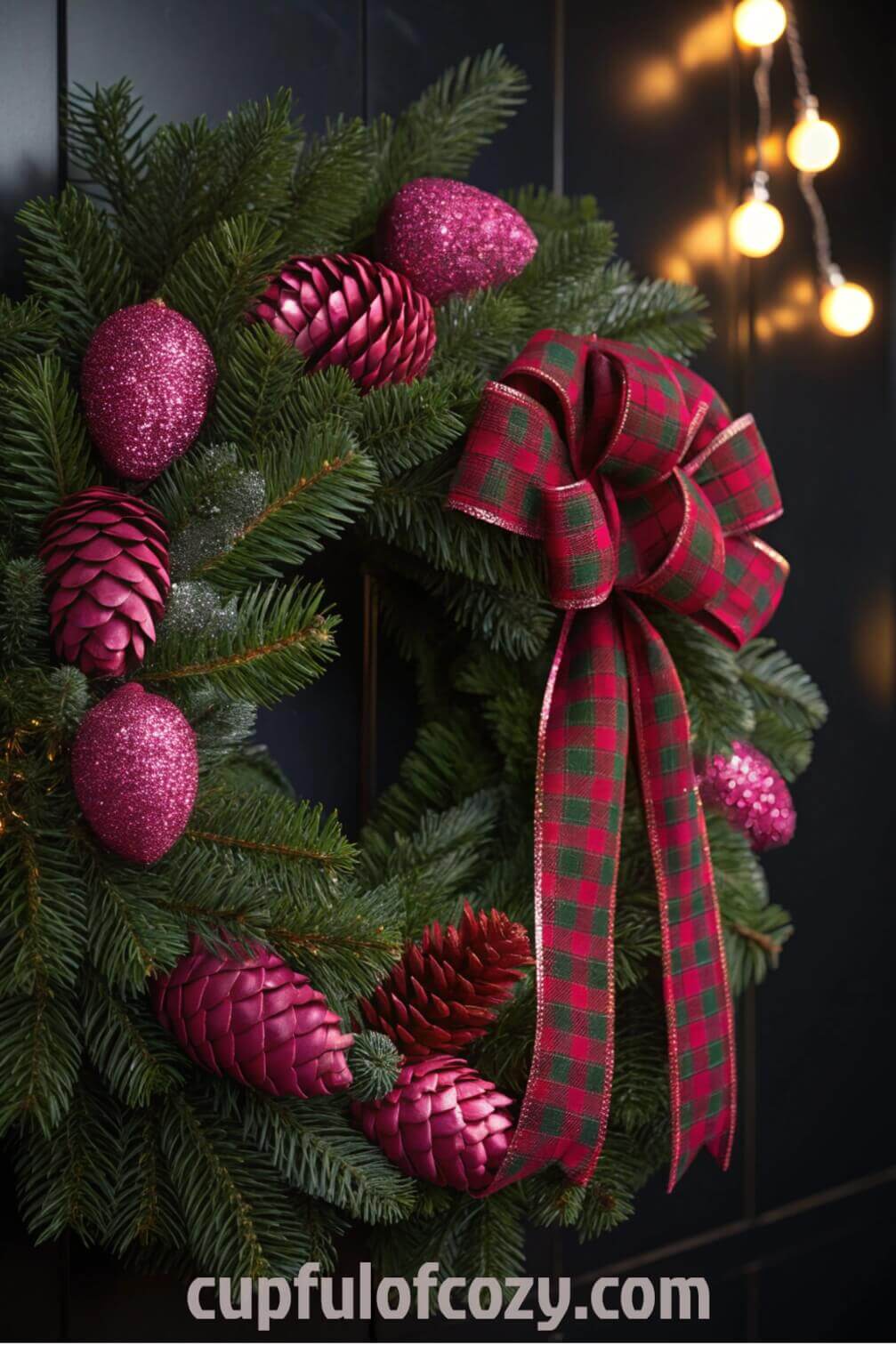 pink-christmas-wreath-with-oversized-plaid-bows-an (9)