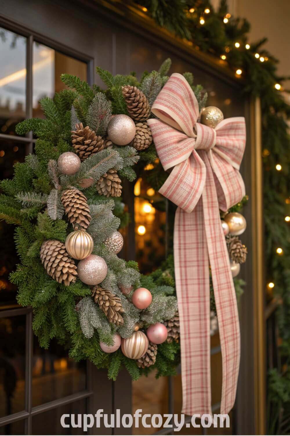 pink-christmas-wreath-with-oversized-plaid-bows-an (9)