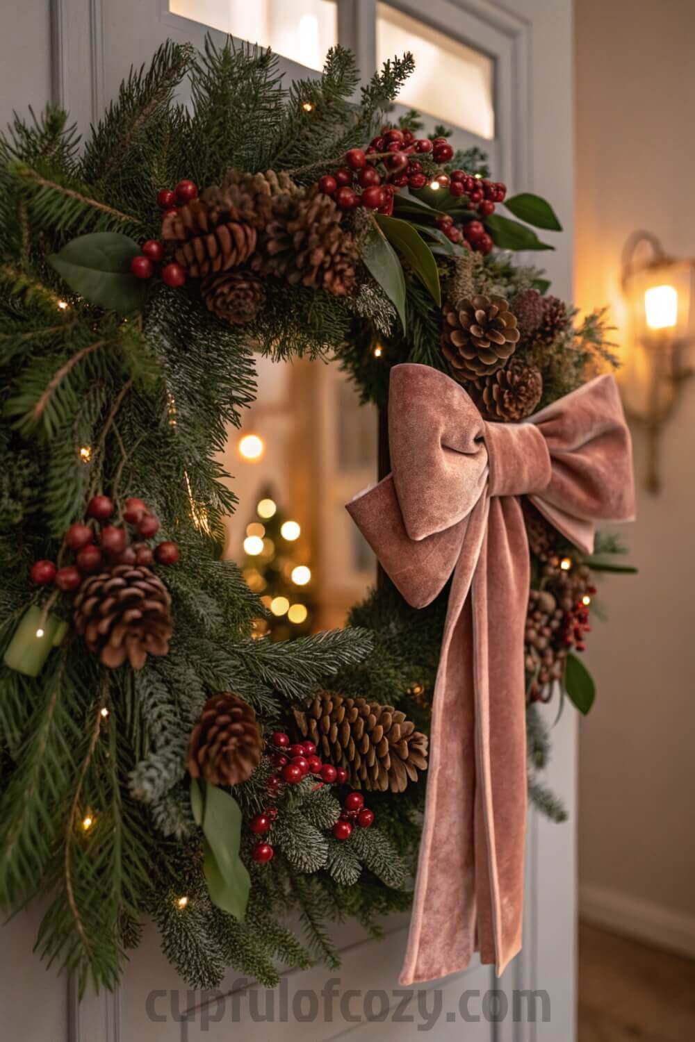 pink-christmas-wreath-with-oversized-plaid-bows-an (9)