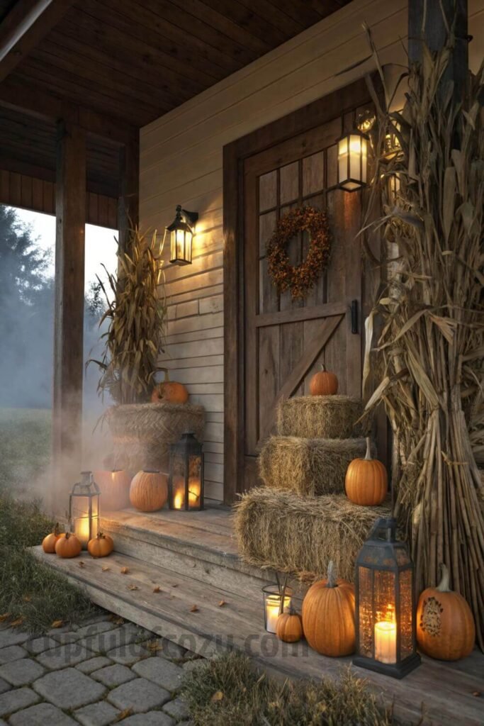 pumpkins--cornstalks---hay-for-a-rustic-spooky-ent