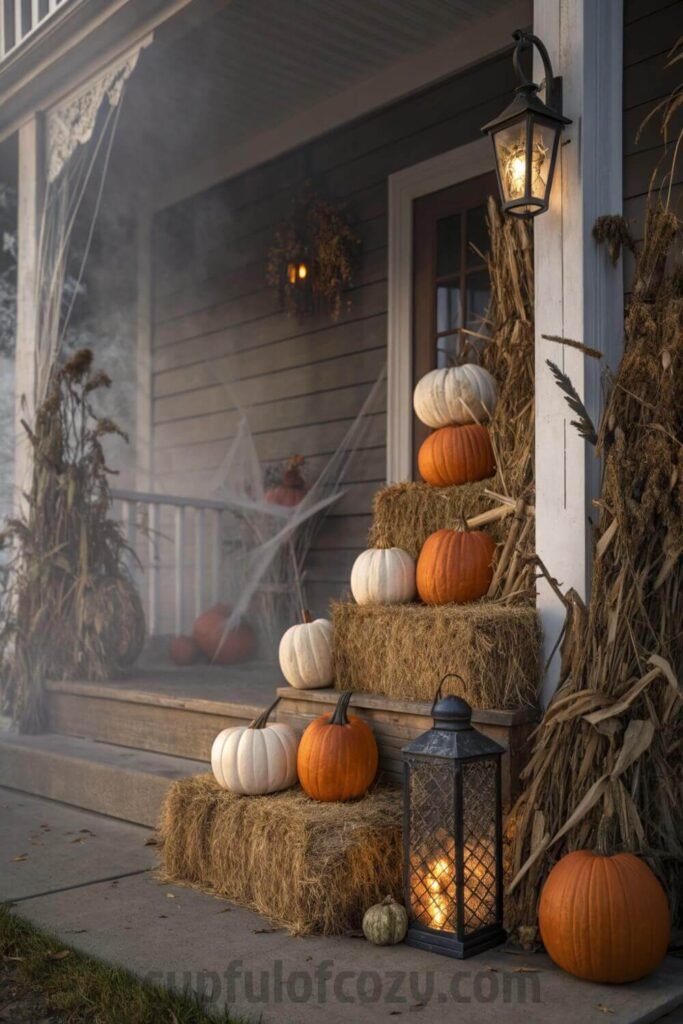 pumpkins--cornstalks---hay-for-a-rustic-spooky-ent