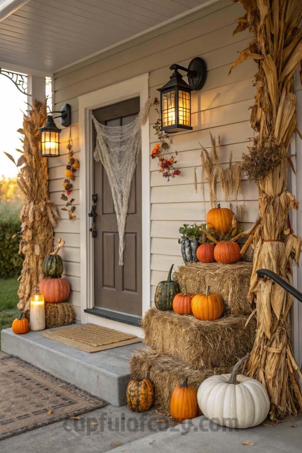 pumpkins--cornstalks---hay-for-a-rustic-spooky-ent